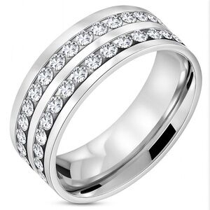 Size 5 1/2 Hypoallergenic Stainless Steel Eternity 8mm Band Ring NEW